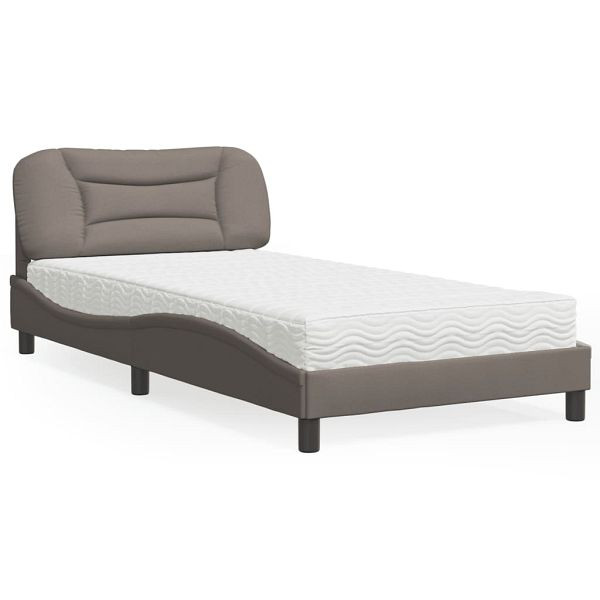 vidaXL Bett mit Matratze Taupe 100x200 cm Stoff, 3208517
