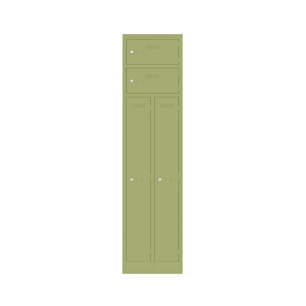 Bisley Garderobenschrank Primary Locker, Garderobenkombination 2 Abteile und 2 Fächern oben, 604 grün, PLF4545D4604