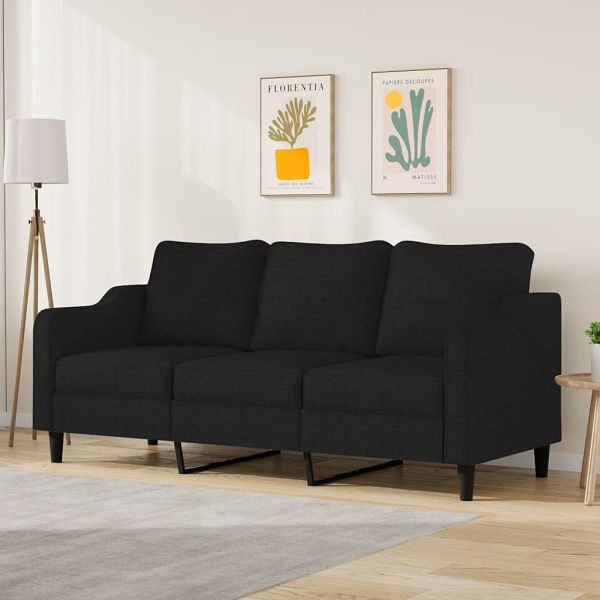 vidaXL 3-Sitzer-Sofa Schwarz 180 cm Stoff, 359371, 8721012140974