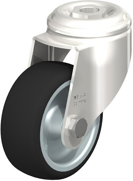 Blickle LKRXA-PATH 80G Edelstahl-Apparate-Lenkrolle mit Rückenloch, Thermoplastisches Polyurethan, Grau, 226936