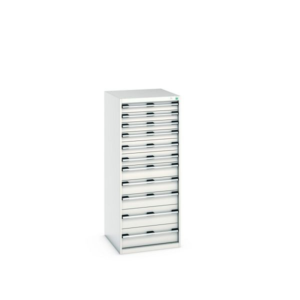 bott cubio Schubladenschrank bestückt, mit 11 Schubladen, BxTxH: 650x750x1600mm, RAL 7035/7035, Lichtgrau, 40027047.16V
