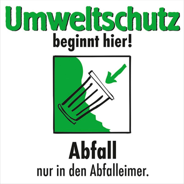 Stein HGS Motivationsschild Abfall nur in den Abfalleimer, viereckig, 35.6885