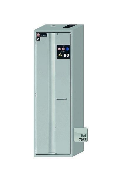 asecos Sicherheitsschrank S-PHOENIX Vol.2-90, S90.196.060.FDAC in lichtgrau RAL 7035 mit 5x Auszugswanne Standard (Edelstahl), 30235-001-30273