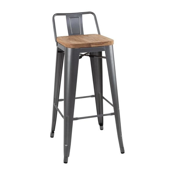 Bolero Bistro Hochbarstuhl mit Holzsitz grau (4 Stück), FB624