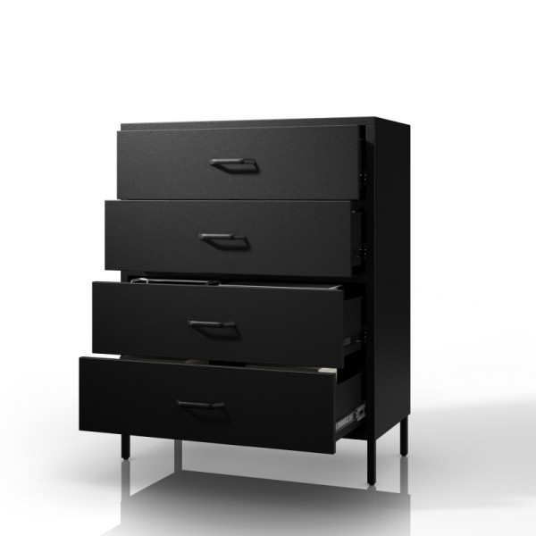 Jan Nowak Schwarze Kommode mit Schubladen aus Metall auf Beinen CARLA Modern 800 x 1015 x 400 mm, 1779