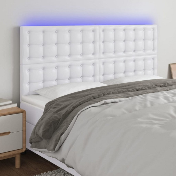 vidaXL LED Kopfteil Weiß 180x5x118/128 cm Kunstleder, 3122527