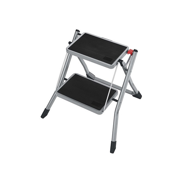 SONGMICS Trittleiter mit 2 Stufen, grau-schwarz, B34GSL002GY01