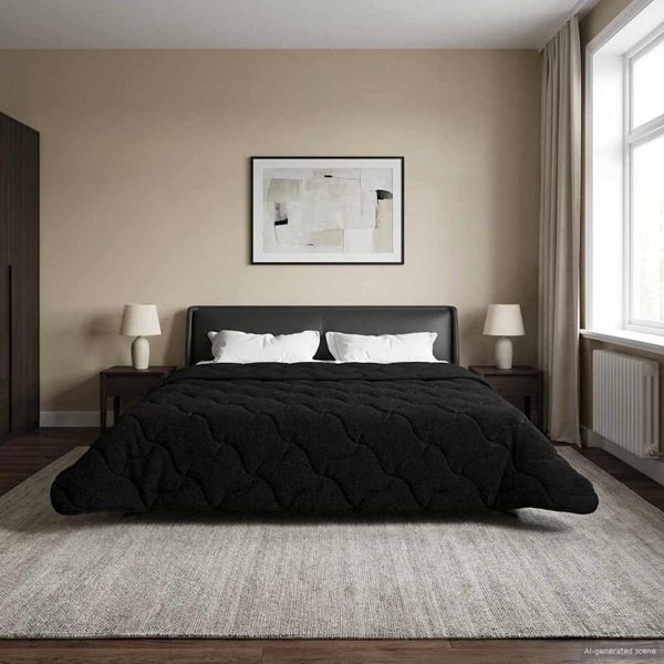vidaXL Winterbettdecke 200 x 200 cm Winter Schwarz Atmungsaktiv, 42026328