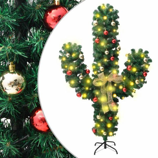 vidaXL Weihnachtskaktus mit Ständer und LED Grün 210 cm PVC, 344657