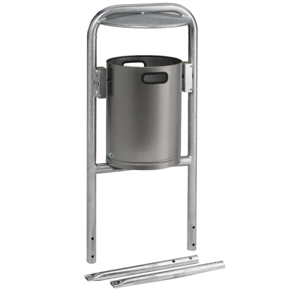 Stein HGS Abfallbehälter -Cubo Jorge- mit Rohrbogen und Dach, zum Einbetonieren, 17298