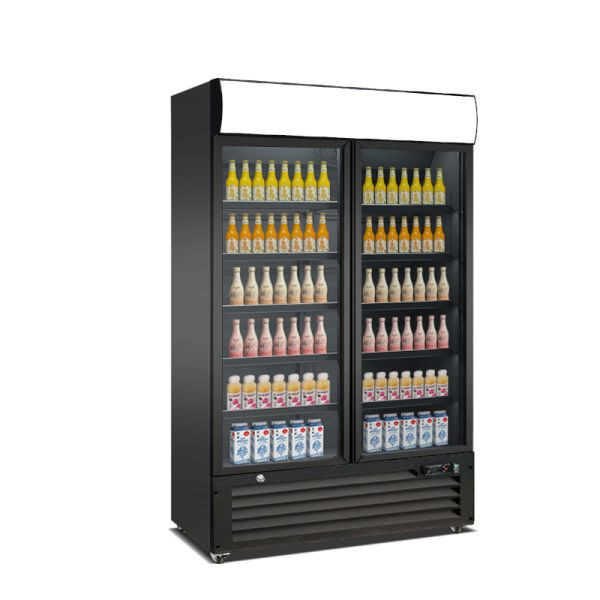 A&S Polarny Getränkeühlschrank mit Display und 2 Flügeltüren 750 Liter, 1120x610x1975 mm, schwarz, KS-750F