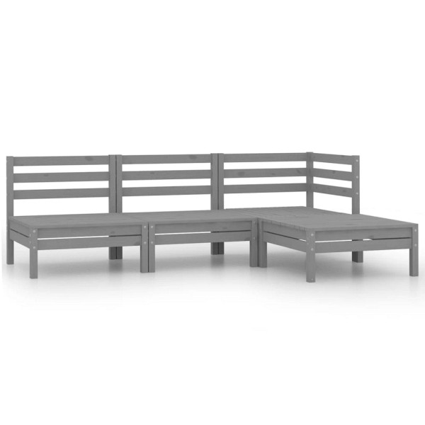vidaXL 4-tlg. Garten-Lounge-Set Massivholz Kiefer Grau, 806619