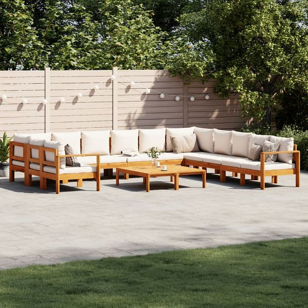 vidaXL 9-teilig Garten-Sofagarnitur mit Kissen Massivholz Akazie, 3214856