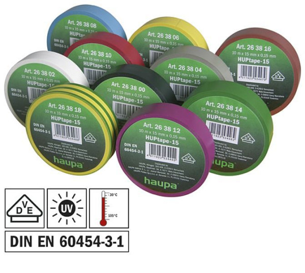 Haupa VDE Isolierband 15 mm x 10 m Rainbow-Pack, 263820