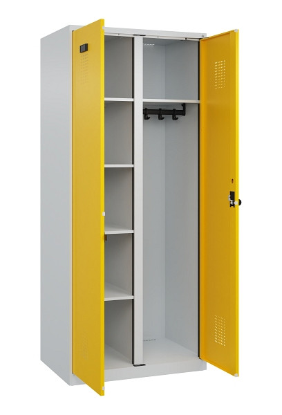 C+P Wäsche-/Garderobenspind Evolo PLUS, 2 Abteile, 1850x800x500mm, 7035/1023, Drehriegel, 049600-22 S10001