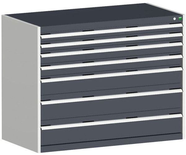 bott cubio Schubladenschrank bestückt mit 7 Schubladen BxTxH: 1300 x 750 x 1000 mm, RAL 7035/7016, 40030015.19V