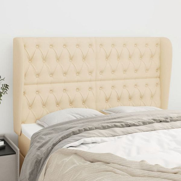 vidaXL Kopfteil mit Ohren Creme 163x23x118/128 cm Stoff, 3118303