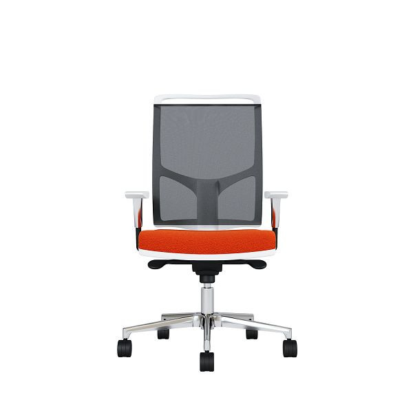 Bisley Bürodrehstuhl Zed, Weißes Kunststoff, Höhenverstellbare Armlehnen, Fußkreuz und Armlehnen aus Aluminium, NE0120 pfirsich, ZEDALLWNE0120