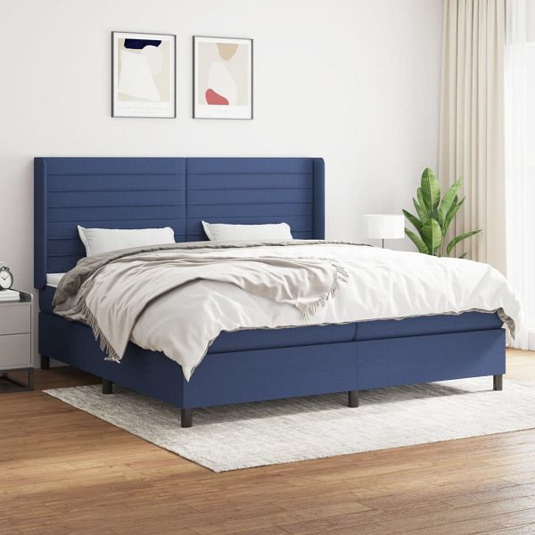 vidaXL Boxspringbett mit Matratze Blau 200x200 cm Stoff, 3131543