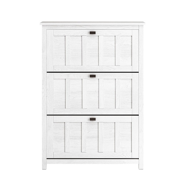 SoBuy Schuhschrank mit 3 Türen Weiß 80x30x111 cm, Modern, FSR162-W
