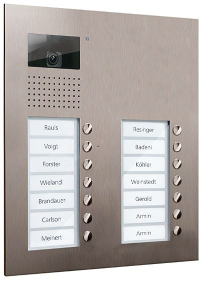 TCS Video Außenstation Serie AVU mit 14 Klingeltasten (rechtsbündig), 2-spaltig, UP Edelstahl, AVU15140-0030
