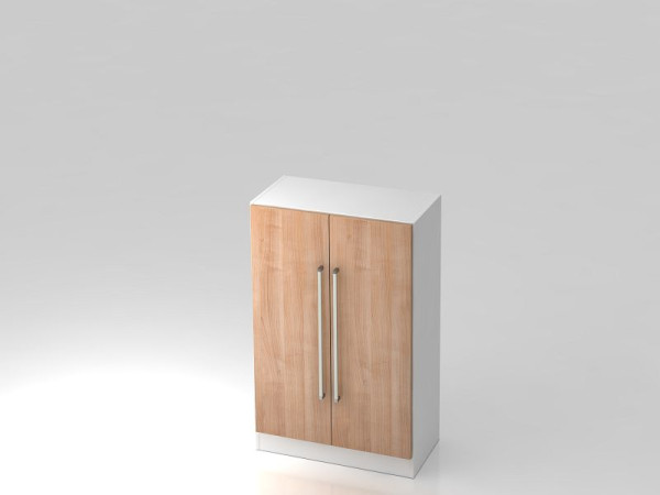 Hammerbacher Schrank 3OH mit Sockelblende Chromgriff Weiß/Nussbaum, 80x42x127 cm (BxTxH), V7550/W/N/CE