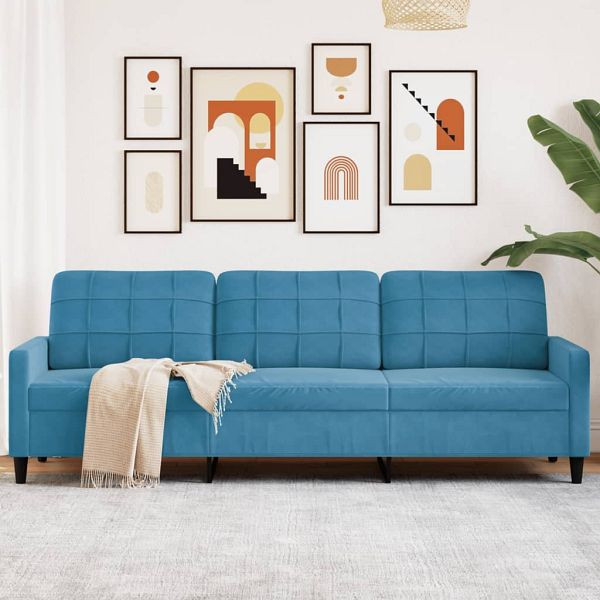 vidaXL 3-Sitzer-Sofa Blau 210 cm Samt, 4007653, 8721102596667