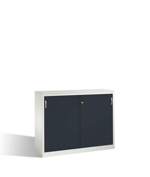 C+P Sideboard mit Schiebetüren Acurado, H1200xB1600xT500mm, Farbe: Lichtgrau / Schwarzgrau, Bügelgriff, 3 OH, 2157-1200 S10158