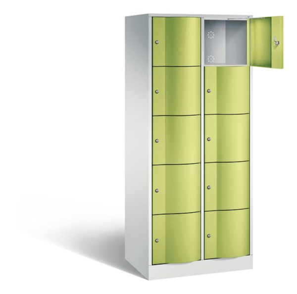 C+P Schließfachschrank Resisto, H1950xB772xT540mm, Farbe: Lichtgrau / Viridingrün, 8570-272 S10526