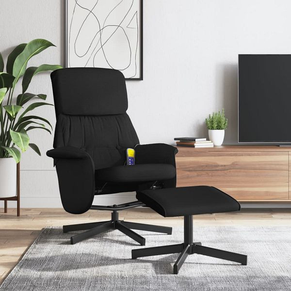 vidaXL Massagesessel mit Fußhocker Schwarz Stoff, 356680