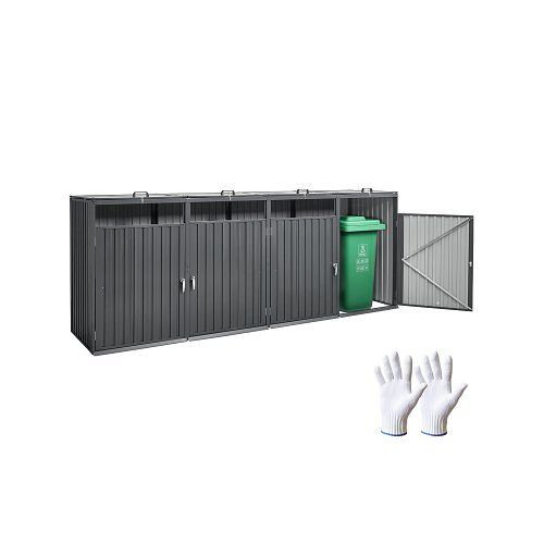 VEVOR Mülltonnenbox für 4x 240 L, verzinkter Stahl, für Garten, Hinterhof und Terrasse, LJTCCXDXG424YO8F0V0