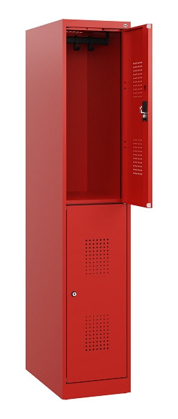 C+P Doppelstöckiger Spind Evolo PLUS, 2 Fächer, 1530x300x500mm, 3020/3020, Zylinderschloss, 0493005-10 S10077