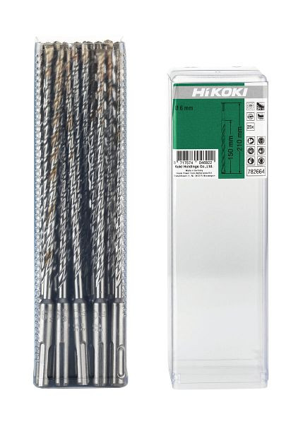 HiKOKI HM-Hammerbohrer SDS-Plus 2-Schneider 6 x 150/210 mm, VE: 25 Stück, 782664
