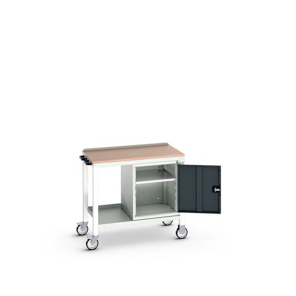 bott verso mobiler Beistelltisch, mit Unterbauschrank und Multiplex-Platte, BxTxH: 1000 x 600 x 930 mm, Lichtgrau / Anthrazitgrau, 16922803.19