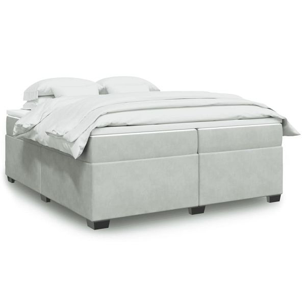 vidaXL Boxspringbett mit Matratze Hellgrau 200x200 cm Samt, 3285305