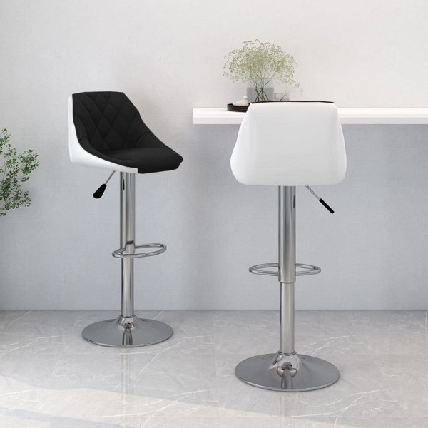 vidaXL Barhocker 2 Stück Schwarz und Weiß Kunstleder, 335240