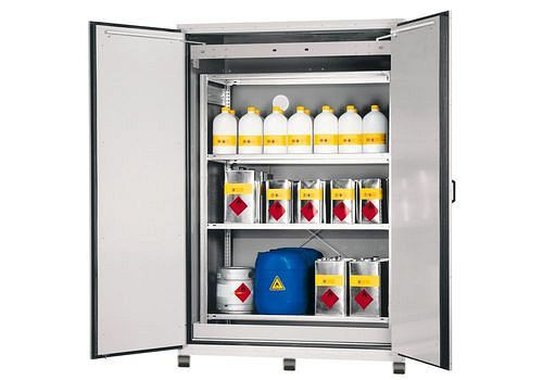 asecos Feuerbeständiger Gefahrstoffschrank mit Lagerregal, B 1555 mm, Tiefe Lagerregal 600 mm, 307759