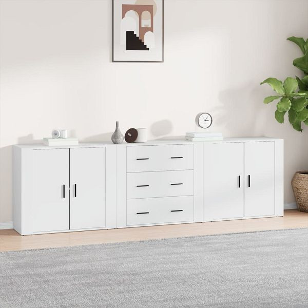 vidaXL Sideboards 3 Stück Weiß Holzwerkstoff, 3185399, 8720845823283