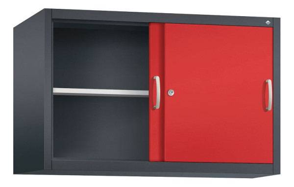 C+P Aufsatzschrank Acurado, H790xB1200xT500mm, Farbe: Schwarzgrau / feuerrot, Bügelgriff, 2 OH, 2055-00 S10098