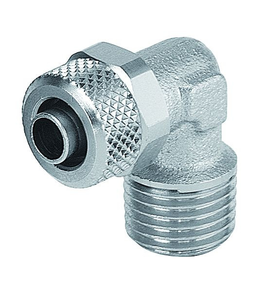 Prevost 90°-Winkelverschraubung mit konischem Außengewinde - RB5, AG BSPT= R 3/8, für Schlauch Ø= 10 x 8 mm , VE: 10 Stück, RB5 1038