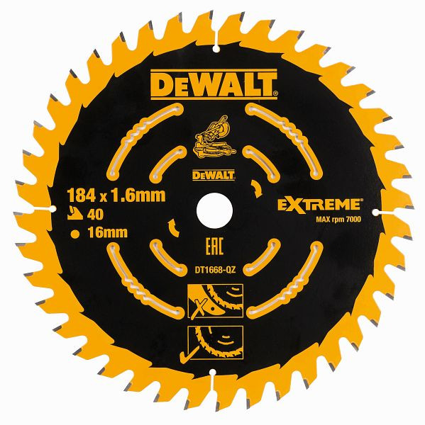 DeWalt Kreissägeblatt Akku 184/16mm 40WZ, DT1668-QZ, 5035048537039
