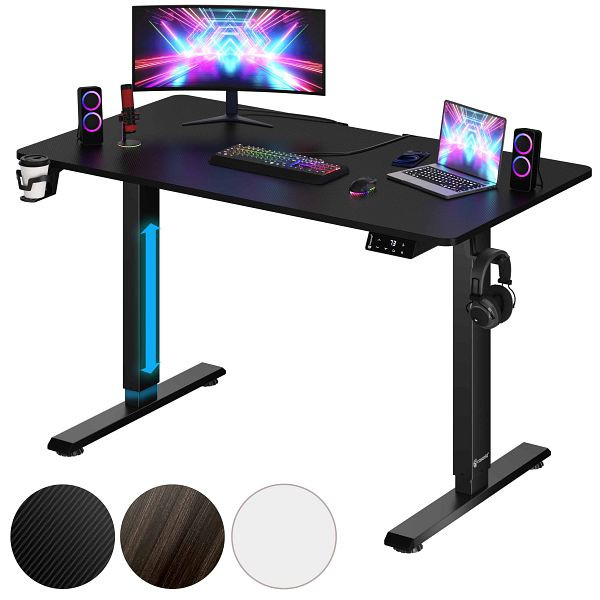 casaria Höhenverstellbarer Schreibtisch Schwarz 110x60x73-118cm, 109356