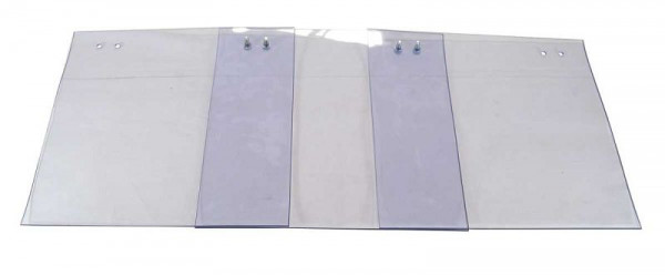 SINOtec TransTac Lamellenvorhang, PVC, 300 x 3mm glasklar T0, gelocht für Schwingschelle 66% Überlappung, DIN 4102/53382, 10000437