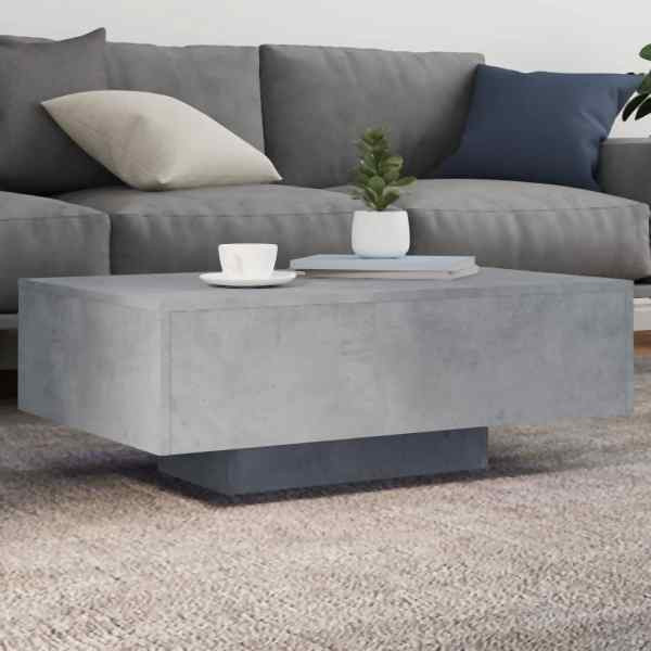vidaXL Couchtisch mit LED-Leuchten Betongrau 85x55x31 cm, 836612