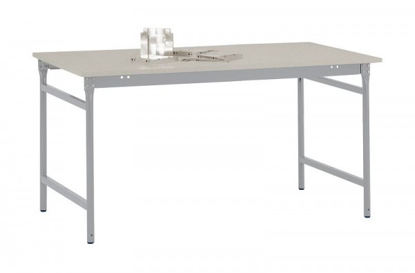 Manuflex Beistelltisch BASIS stationär mit Melamin-Tischplatte in Alusilber ähnlich RAL 9006, BxTxH: 1000 x 600 x 780 mm, Alusilber, BB3011.9006