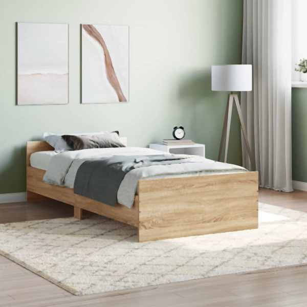 vidaXL Bettgestell Sonoma-Eiche 100x200 cm Holzwerkstoff, 835934