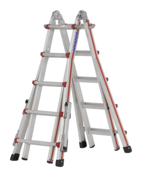 HYMER Teleskopleiter „TELESTEP“, 4x5 Sprossen, Länge Anlegeleiter 2,90 - 5,14 m, Standhöhe (Stehleiter): 1,8 m, Standhöhe (Anlegeleiter): 4,1 m, 814220