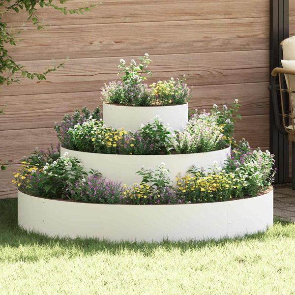 vidaXL Gartenblumentopf Weiß 120 x 120 x 20 cm Stahl, 873656