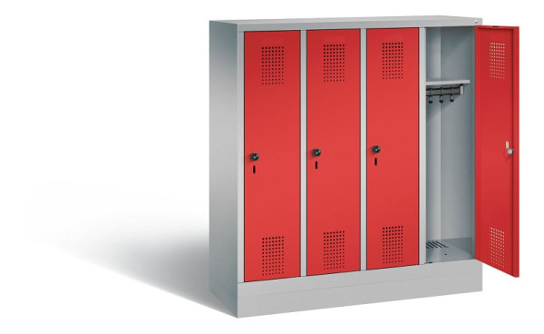 C+P Kindergarten-Spind Evolo, H1300xB1190xT300mm, Farbe: Weißaluminium / feuerrot, 480203-40 S10106