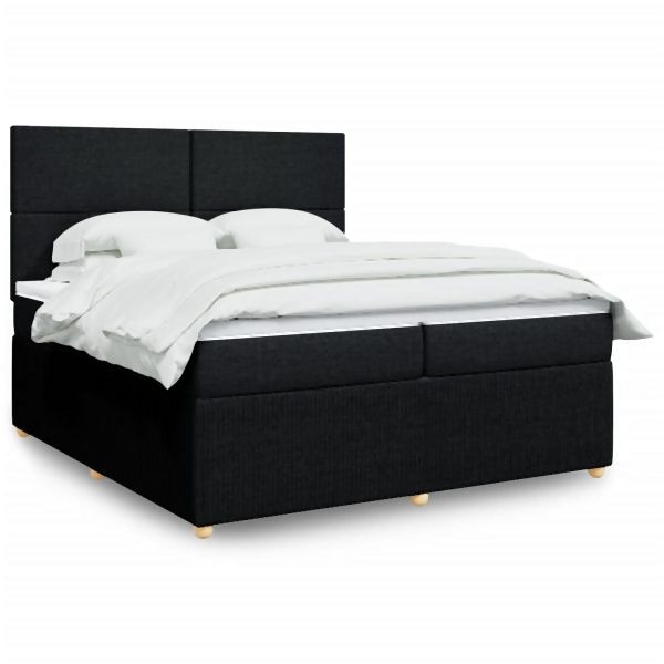 vidaXL Boxspringbett mit Matratze Schwarz 200x200 cm Stoff, 3292158